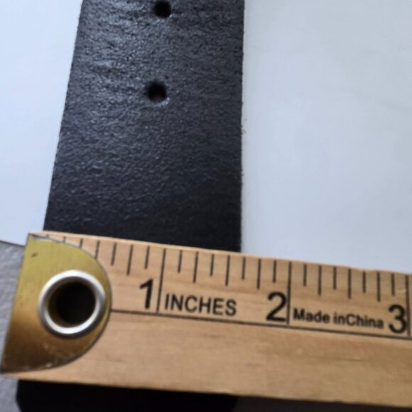 Minimalist Small Wide Black Genuine Leather Belt Brass Buckle Retro Boho - Picture 4 of 8